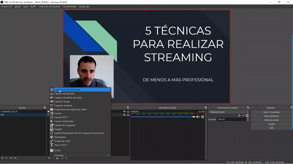 hacer un streaming con obs