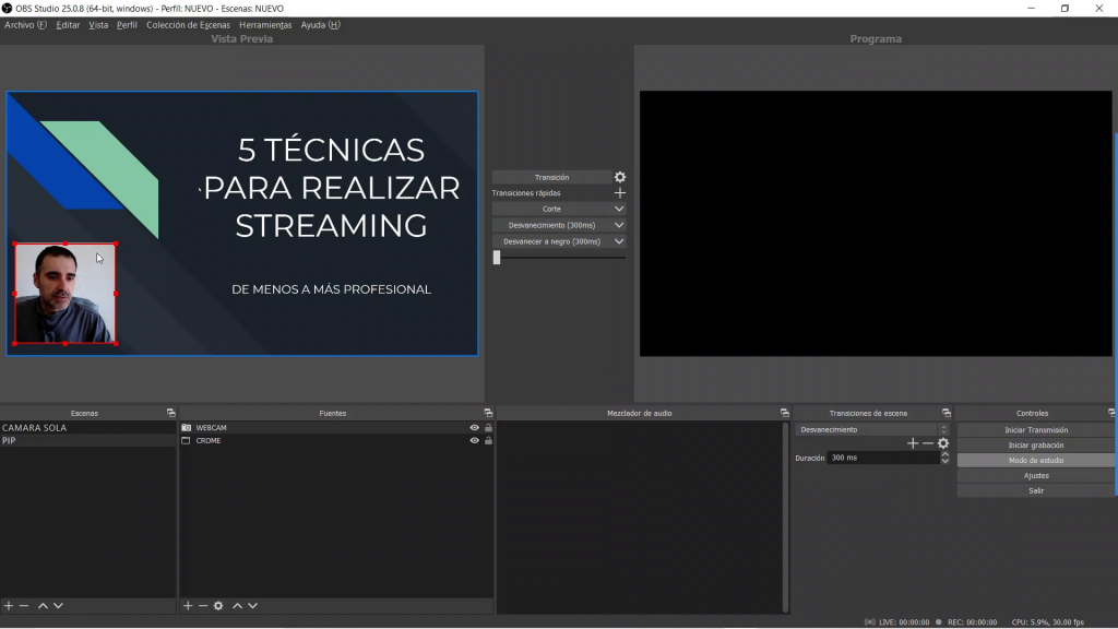 hacer un PIP con OBS